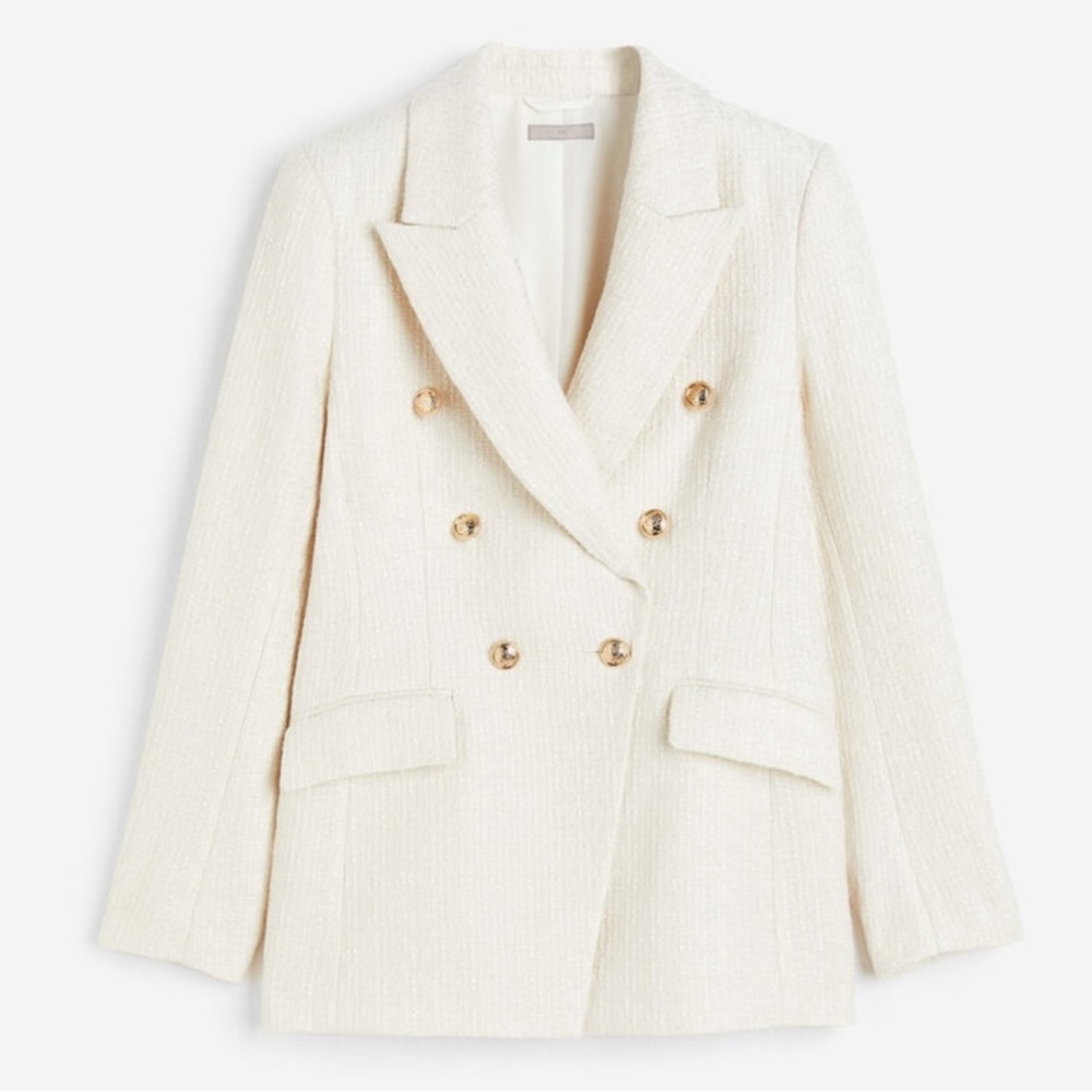 H&M Cream Double-Breasted Blazer